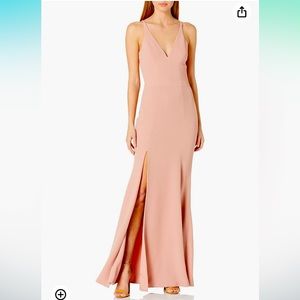 Women’s Dress the Population Crepe Side Slit Gown, Blush Pink, Sz Large